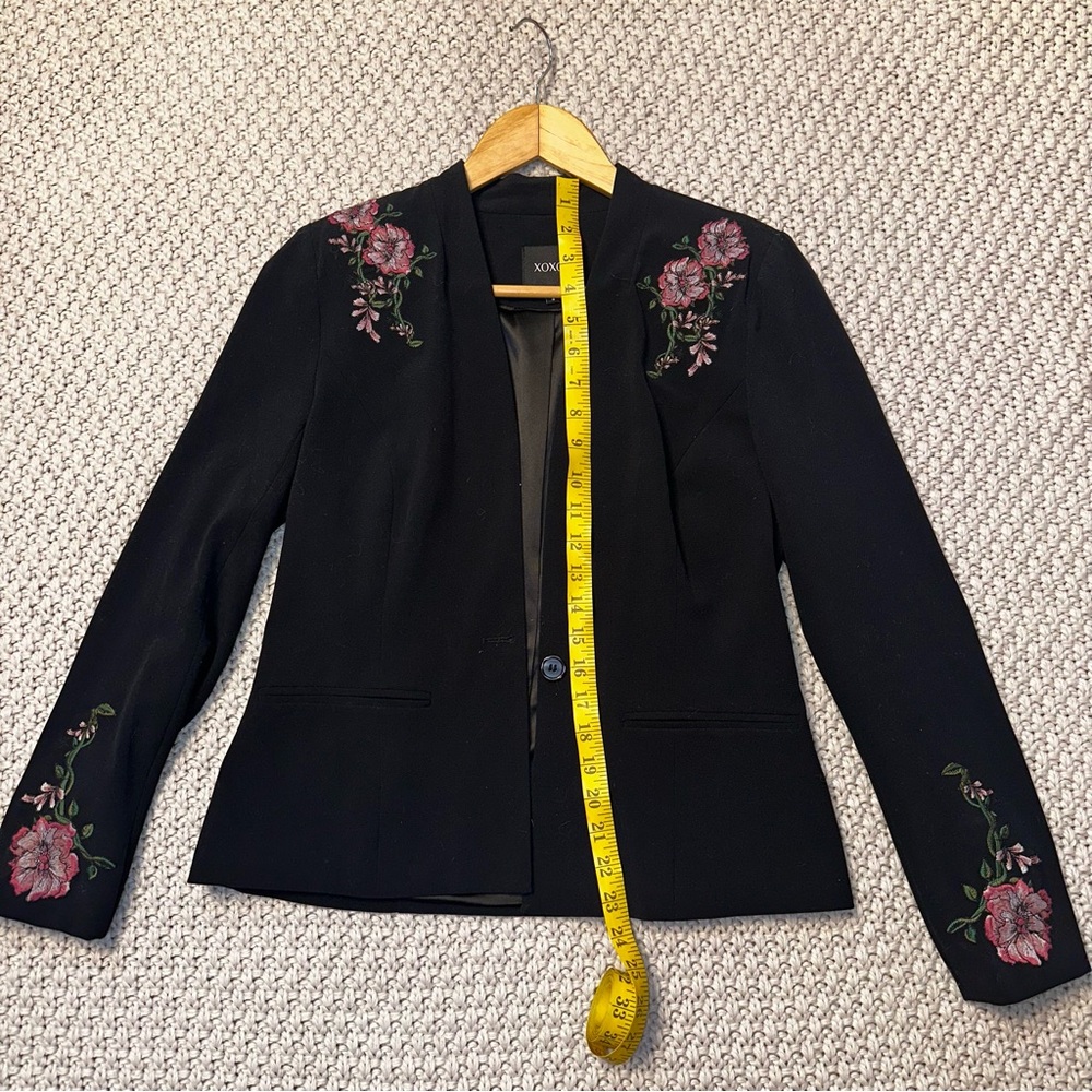 XOXO Black and Pink Embroidered Blazer